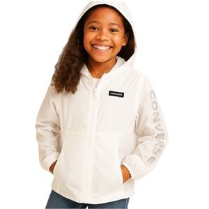 Converse White Windbreaker Jacket | Unisex 10/12 | School & Fall Essential NWT